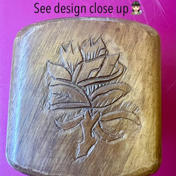 Vintage Hand-Carved Philippine Monkey Pod Wood Cube Container - Picture 2 of 15